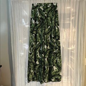 “Show me your mumu” Tropical Green Leaf Print Maxi pants